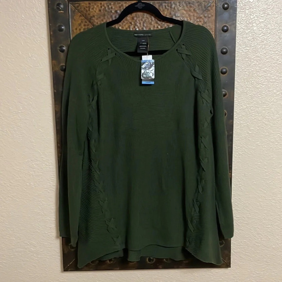 Design History Knit Women Sweater Pullover Long Sleeve Top Hunter Green Size L - Picture 3 of 12